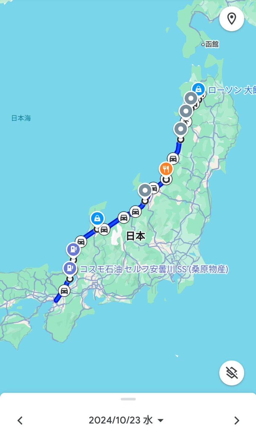 北陸・日本海側東北ルートマップ