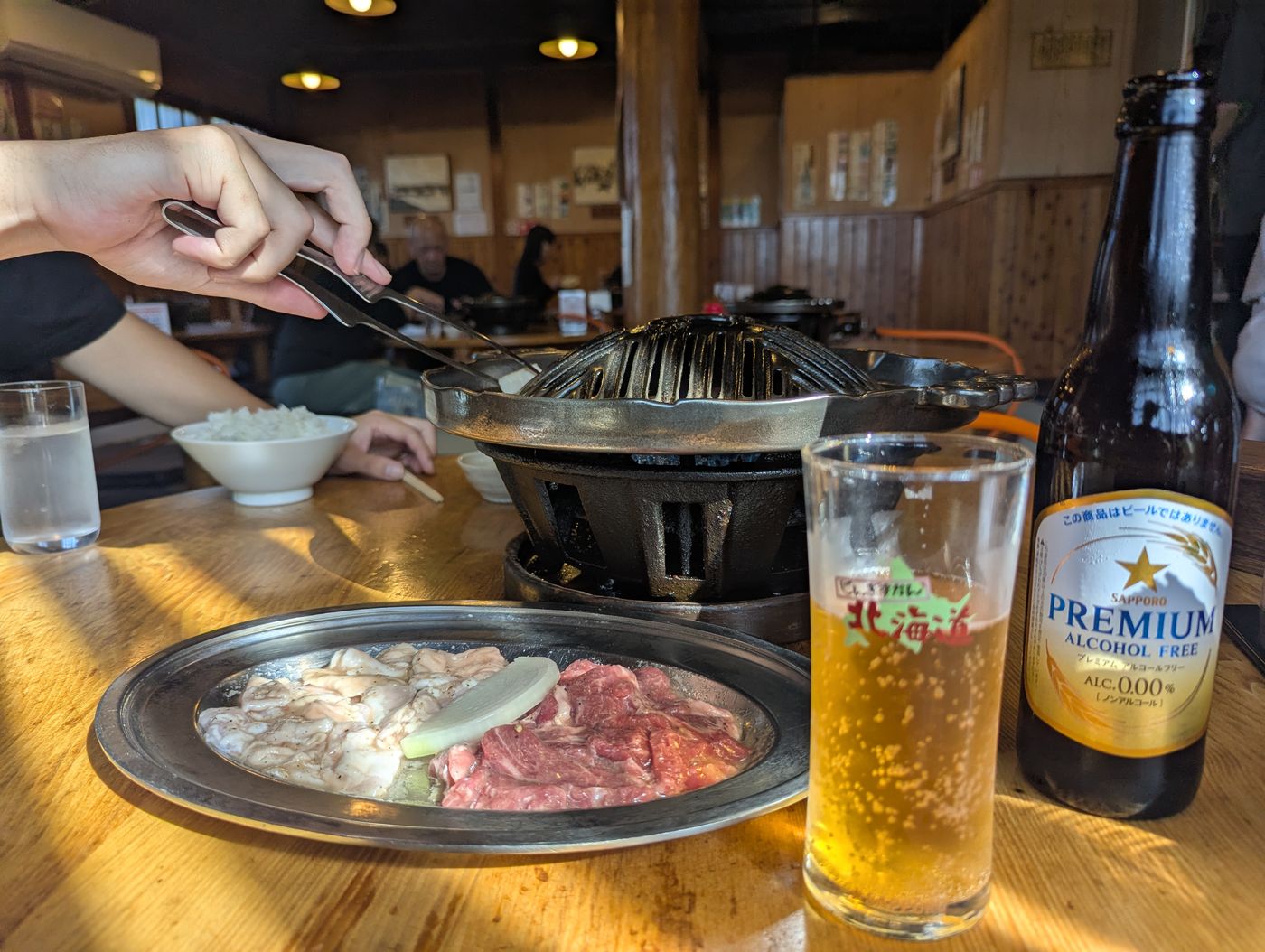 ノンアルコールビールとジンギスカン
