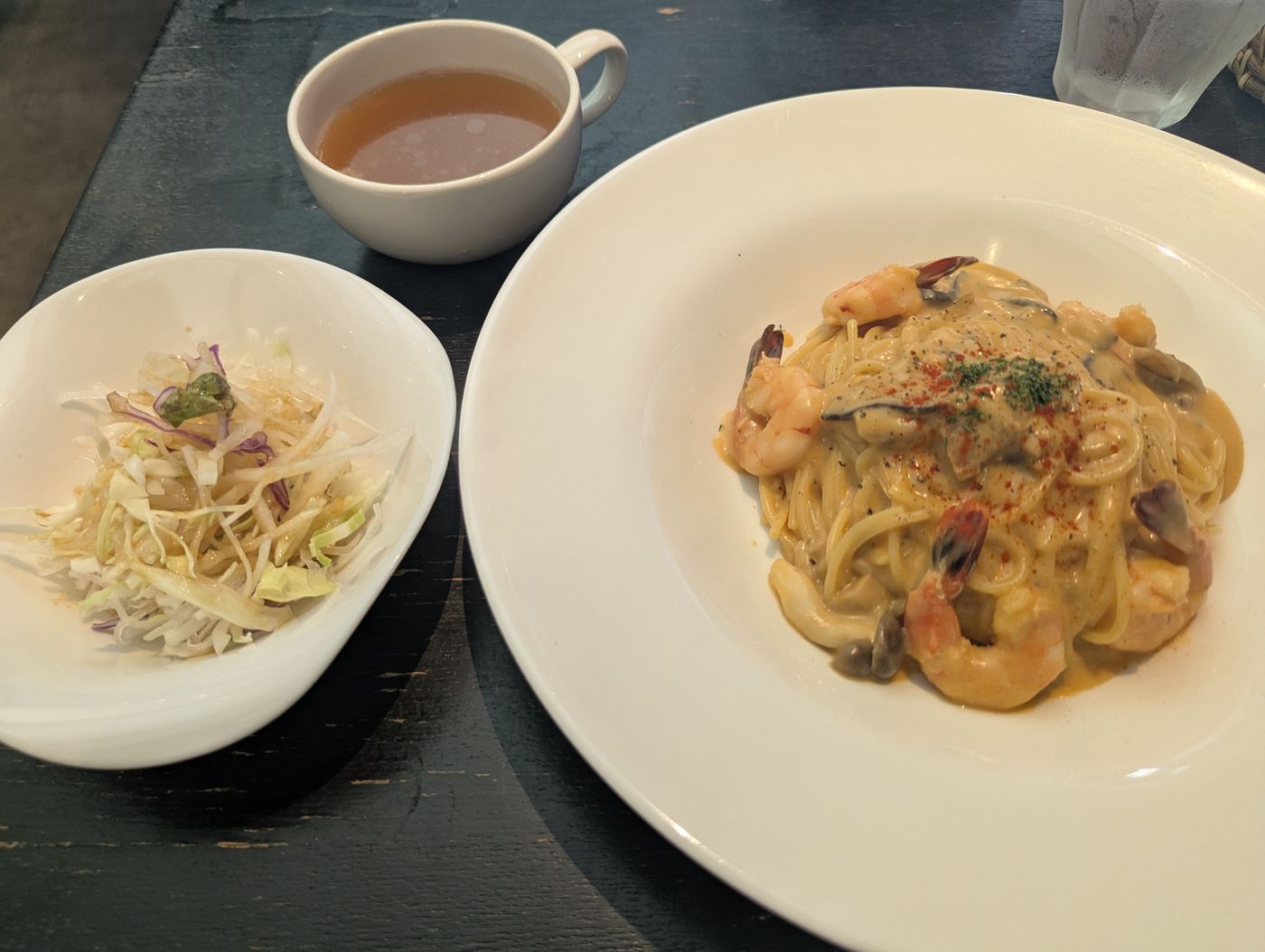 エビのクリームパスタ。